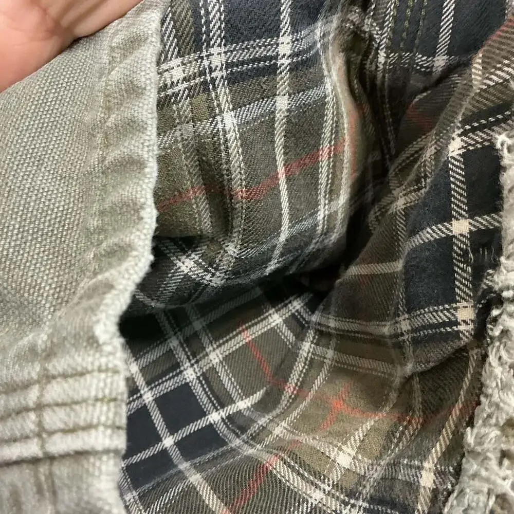 Carhartt Vintage Flannel-Lined Green Canvas Carpenter Work Pants Distressed